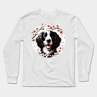 American Water Spaniel Embraces Spring Cherry Blossoms Long Sleeve T-Shirt